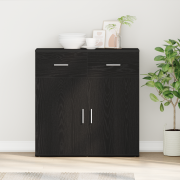 vidaXL Sideboard med låda med hylla med lagring med dörr Svart ek 79 x...