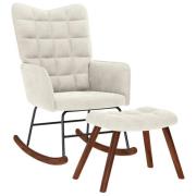 vidaXL Gungstol med pall krämfärgad sammet