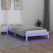 vidaXL Sängram LED vit 75x190 cm massivt trä