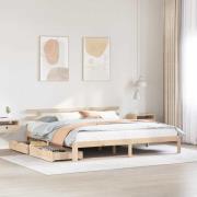 vidaXL Sängram med lådor 200x200 cm massiv furu