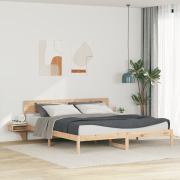 vidaXL Sängram med huvudgavel Brun 200 x 200 cm Massiv furu