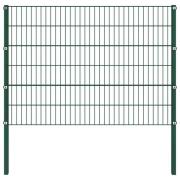 vidaXL Stängselpanel med stolpar järn 1,7x1,2 m grön