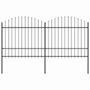 vidaXL Trädgårdsstaket med spjuttopp stål (1,5-1,75)x3,4 m svart