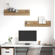vidaXL Vägg hyllor med hylla med lagring 2 pcs Hantverks-ek 80 x 11.5 ...
