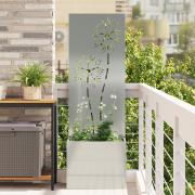 vidaXL Trädgårdsplanterare med dekorativ panel Silver 50 x 140 cm