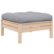 vidaXL Fotpall med dyna för trädgården grå massiv furu