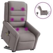 vidaXL Elektrisk massagefåtölj med uppresningshjälp taupe tyg