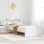 vidaXL Sängram med huvudgavel utan madrass vit 90x190 cm