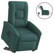 vidaXL Elektrisk reclinerfåtölj med uppresningshjälp mörkgrön tyg