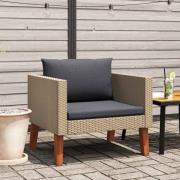vidaXL Trädgårdsfåtölj med dynor konstrotting beige