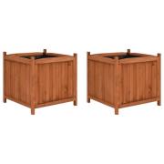 vidaXL Odlingslådor upphöjda 2 st 50x50x50 cm granträ