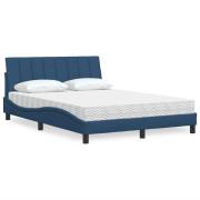 vidaXL Bed with Mattress "Hanko" Blue 140x200 cm Fabric