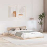 vidaXL Golvsängram med sängbord 140x190cm Solid trä
