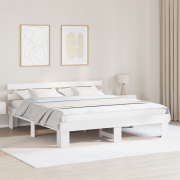 vidaXL Sängram med huvudgavel Vit 200x200 cm Massivt trä Tall