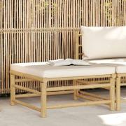 vidaXL Fotpall för trädgården med gräddvit dyna bambu