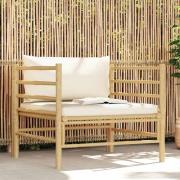 vidaXL Trädgårdssoffa med gräddvita dynor bambu