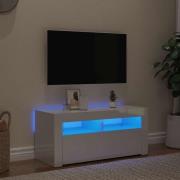 vidaXL TV-bänk med LED-belysning vit högglans 90x35x40 cm