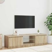 vidaXL TV-bänk med LED-belysning rökfärgad ek 140x40x36 cm