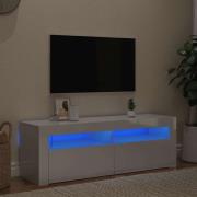 vidaXL TV-bänk med LED-belysning vit högglans 120x35x40 cm