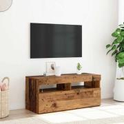 vidaXL TV-bänk med LED-lampor åldrat trä 90x35x40 cm konstruerat trä