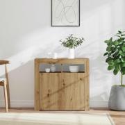vidaXL Skänk med LED-belysning artisan ek 80x35x75 cm konstruerat trä