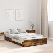 vidaXL Förvaringssängram Rökfärgad ek 120 x 200 cm Melaminboard