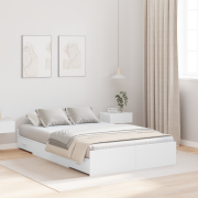 vidaXL Förvaringssängram med låda Vit 120 x 190 cm Melaminbelagt trä