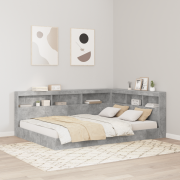 vidaXL Bokhylla Säng med hylla 2 pcs Betonggrå 160 x 200 cm Melamin