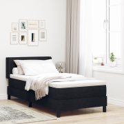 vidaXL Bäddfjäder med huvudgavel Svart 90 x 200 cm Tyg och skum