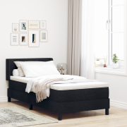 vidaXL Bäddfjäder med huvudgavel Svart 90 x 200 cm Tyg och skum