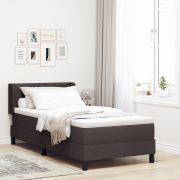 vidaXL Bäddfjäder med huvudgavel Mörkbrun 90 x 200 cm Tyg och skum