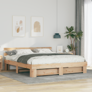 vidaXL Sängram med huvudgavel Brun 180 x 200 cm Massiv furu