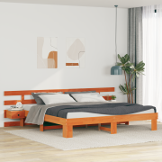 vidaXL Sängram med låda Brun 200 x 200 cm Massiv furu