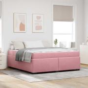 vidaXL Sängram med madrass Rosa 180 x 200 cm tyg