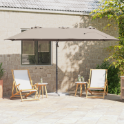 vidaXL Trädgårdskantileverparasol med lås Taupe 372 x 198 x 253 cm