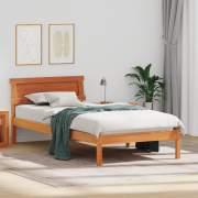 vidaXL Sängram med LED -remsljus med huvudgavel Vaxbrun 90 x 190 cm Fu...