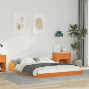 vidaXL Sängram Vaxbrun 140 x 190 cm Massiv furu