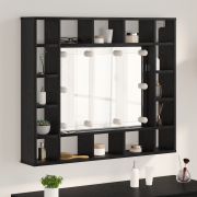vidaXL Spegelskåp med hylla Svart ek 91 x 15 x 76.5 cm Konstruerat trä