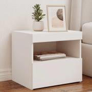 vidaXL Sängbord med LED vit 50x40x45 cm