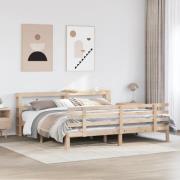 vidaXL Sängram med huvudgavel 200x200 cm massiv furu