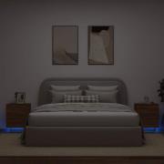 vidaXL Sängbord med LED-lampor 2 st brun ek konstruerat trä