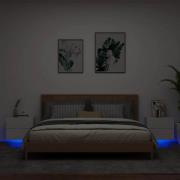 vidaXL Väggmonterade sängbord med LED-lampor 2 st vit