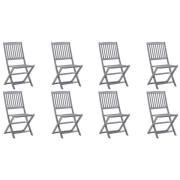 vidaXL Hopfällbara trädgårdsstolar 8 st massivt akaciaträ