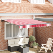 vidaXL Utfällbar markis Röd och vit rand 350x250 cm