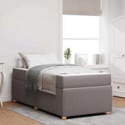 vidaXL Sängram med madrass Taupe 100 x 200 cm tyg