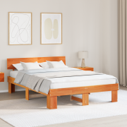 vidaXL Sängram med huvudgavel Vaxbrun 150 x 200 cm Massiv furu