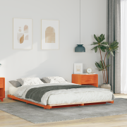 vidaXL Sängram Vaxbrun 140 x 200 cm Massiv furu
