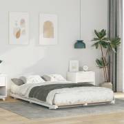 vidaXL Sängram Vit 140 x 190 cm Massiv furu