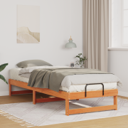 vidaXL Sängram med bärhandtag Brun 90 x 210 cm Massiv furu