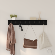 vidaXL Väggmonterad Klädhängare med hylla Svart ek 80 x 10.5 x 10.5 cm